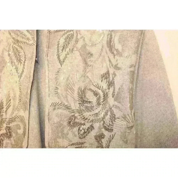 Chico's Gray Metalic Beaded Sequin Long Sleeve Woman's Cartigan US Size 10 - Picture 10 of 16